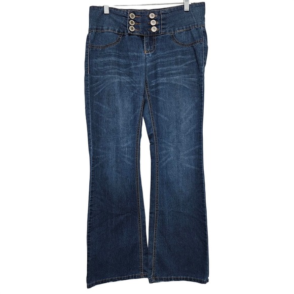Rocks & Indigo Denim - Rocks & Indigo Mid-Rise 6 Button Flare Boho‎ Retro Y2K Style Bell Bottom SZ 7